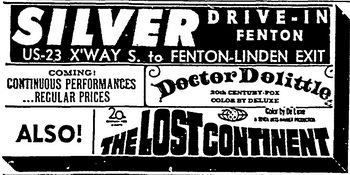 Silver Drive-In Theatre - 1969 Ad (newer photo)